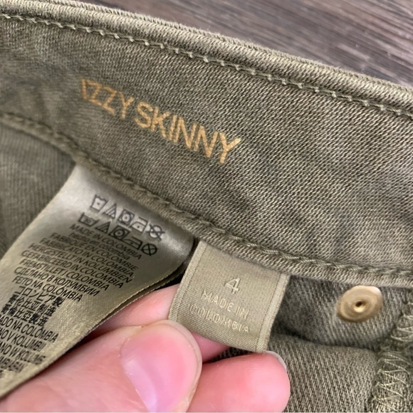 𝅺MICHAEL Kors Izzy Skinny Jeans Safari Green With Gold Woman’s pants Size 4 - Picture 5 of 6